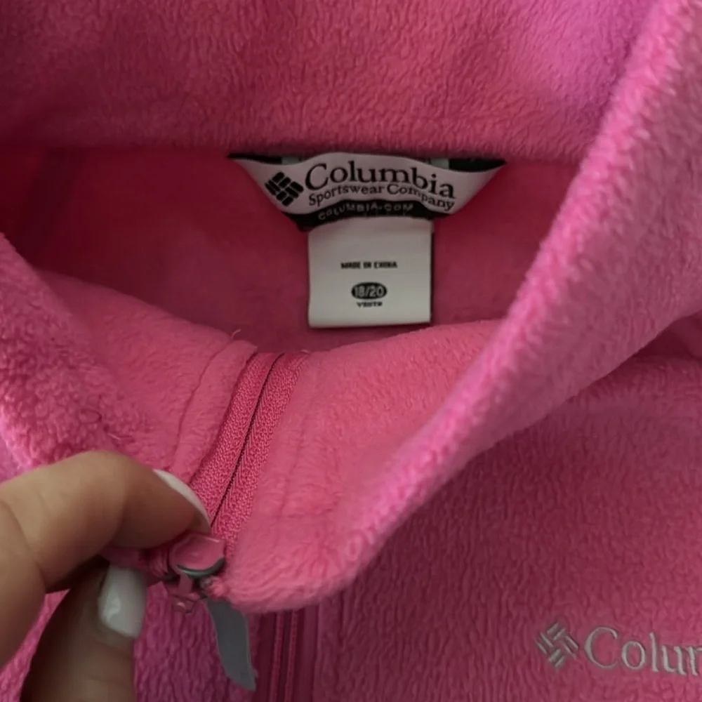 Columbia | Bright Pink | Full Zip Fleece | Youth size 18-20 (XL)